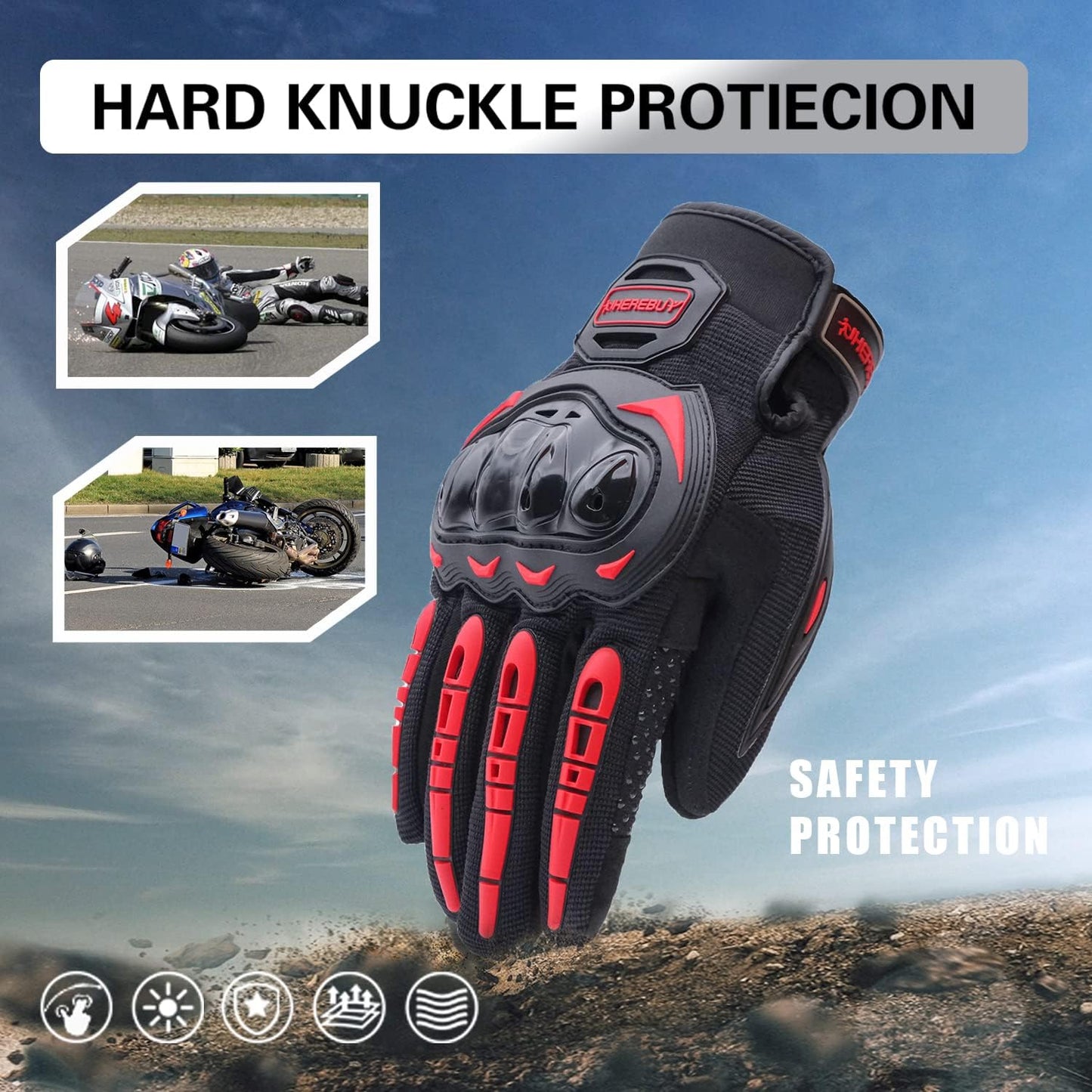 Motorcycle Gloves Touch Screen Full Finger Riding Gloves Knuckle Protection for Men and Women for Dirt Riding, Road Racing, Cycling, Climbing Work Outdoor Sports