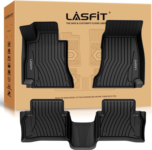 LASFIT Floor Mats for Mercedes Benz E Class 2017-2023 Fit Sedan & Wagon Only, E300 / E350 / E400 / E43 AMG / E450 / E53 AMG / E550 / E63 AMG S, All Weather TPE Floor Liners for E Class, 1st & 2nd Row