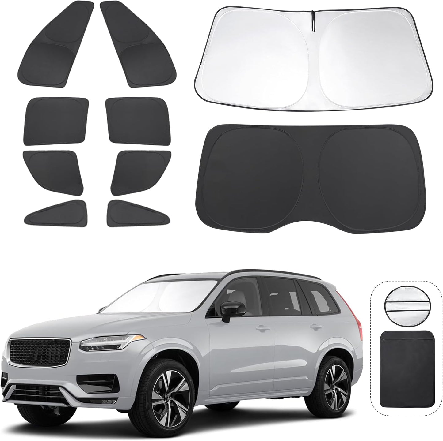 TINGLU Window Shades for Volvo XC90 2016-2024 2025 Accessories Car Side Full Windows Rear Triangular Windshield Sun Shade Sun UV Rays & Privacy Protection for Camping,Napping,and Relaxing 10PCS