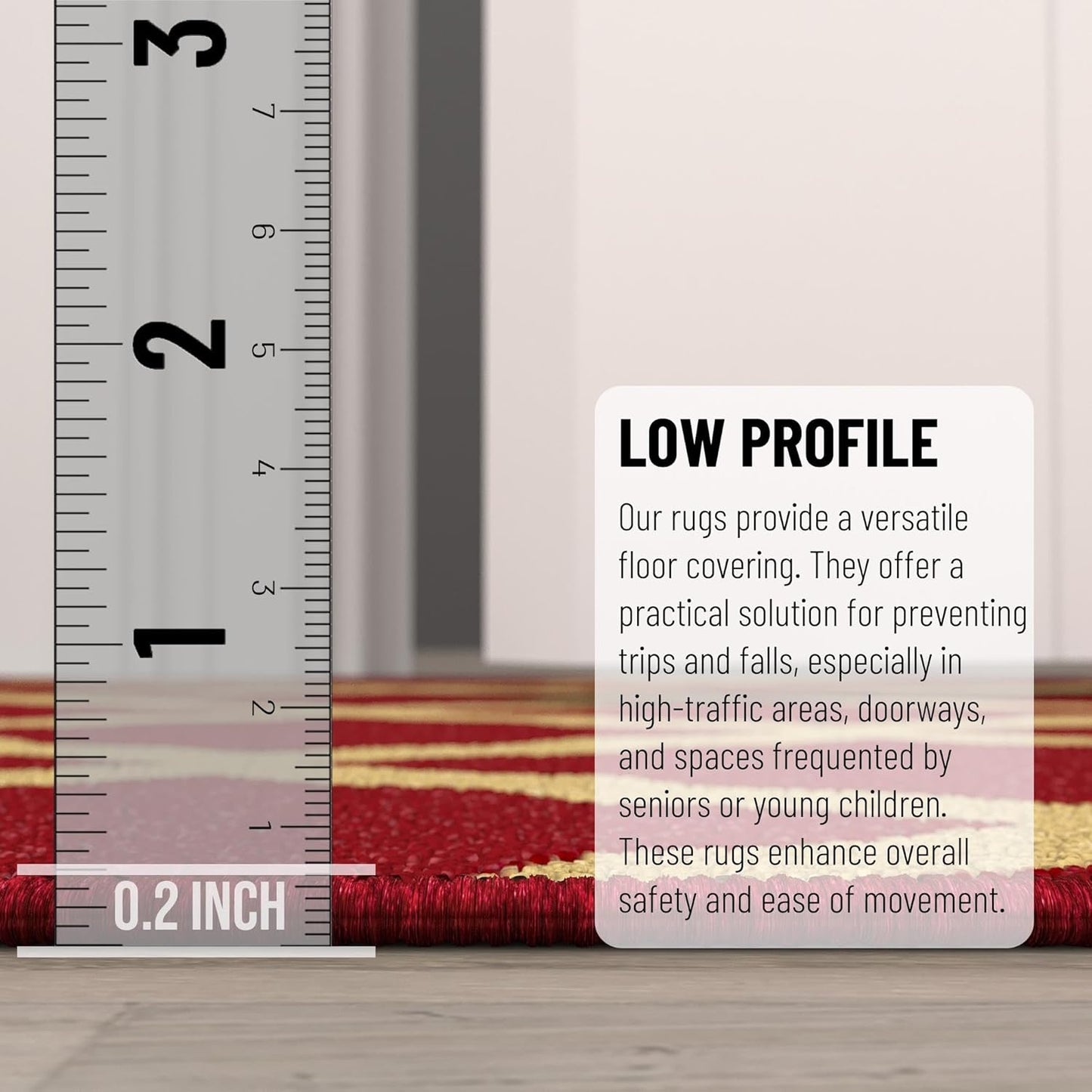 Ottomanson Hallway Runner Rug 1'10" x 7' Non Slip Trellis Area Rugs Easy to Clean Laundry Rug Runner Durable & Pet Friendly Floor Carpet Runners for Hallways Entryway Living Room Kitchen Bathroom, Red