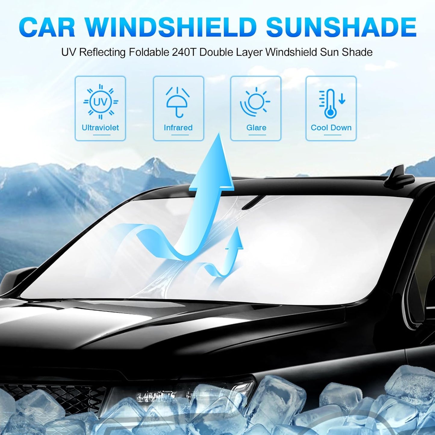 KUST Windshield Sun Shade for Toyota Sienna Mini Van Accessories 2021-2025 2026 Window Sunshade Sun Visor Protector Foldable Blocks UV Rays Keep Your Car Cooler