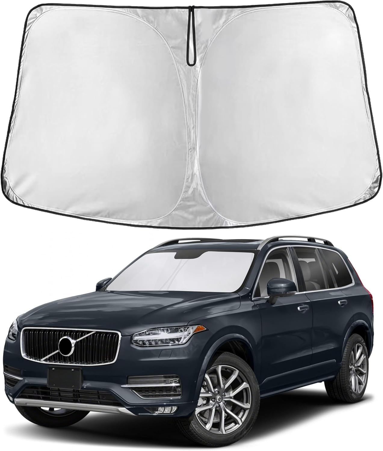 EcoNour Windshield Sun Shade Compatible for Volvo XC90 (2016–2025) | Front Window Shade for Luxury SUV | 4-Layer, 240T Sunshade Accessories | UV & Heat Blocker for XC90 Windshield