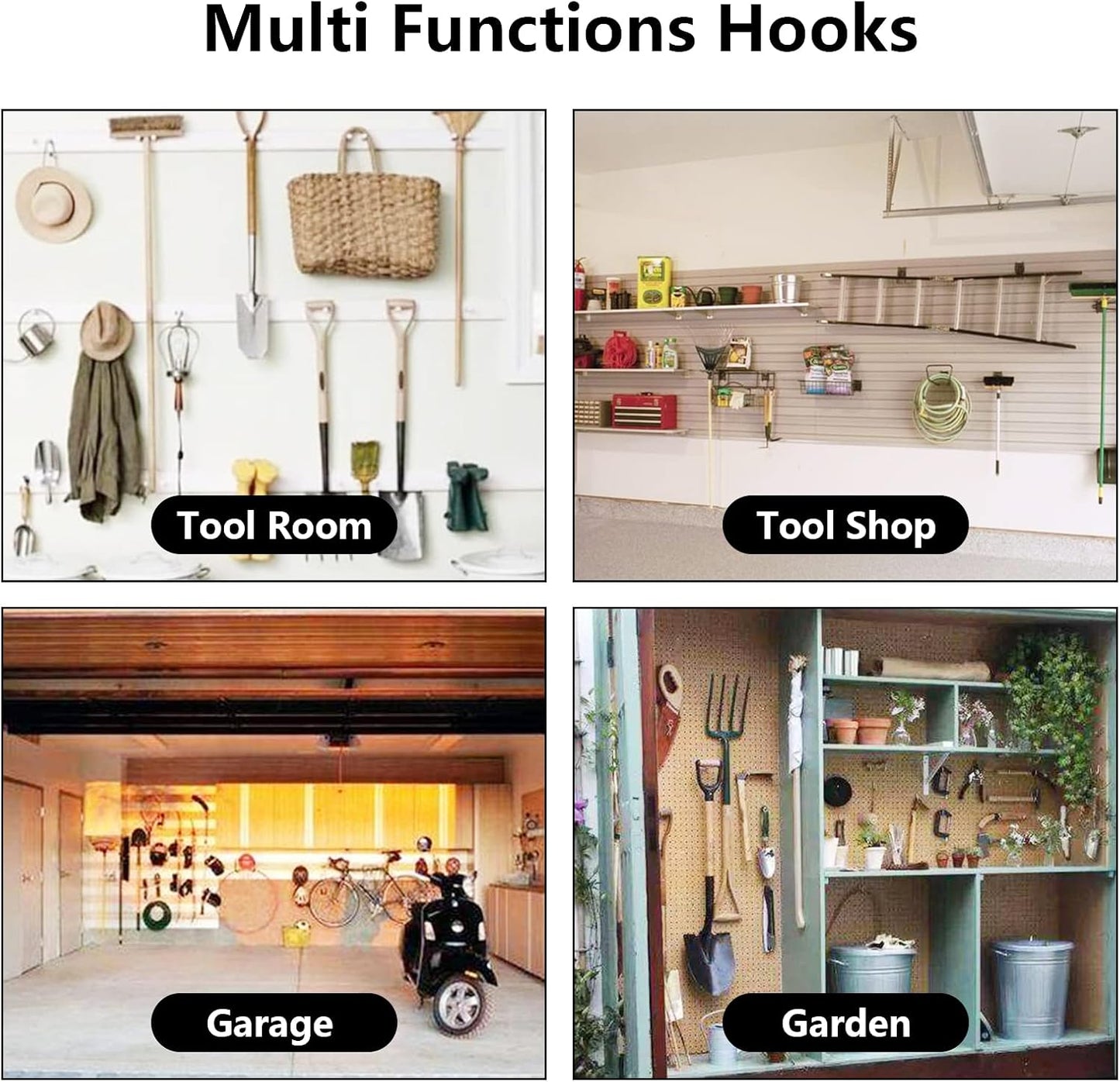 HOME MASTER HARDWARE 12 Pack 4-Inch Heavy Duty Garage Storage Wall Hooks, Steel J Utility Hooks for Hanging Ladders, Tools, Bikes, Grey