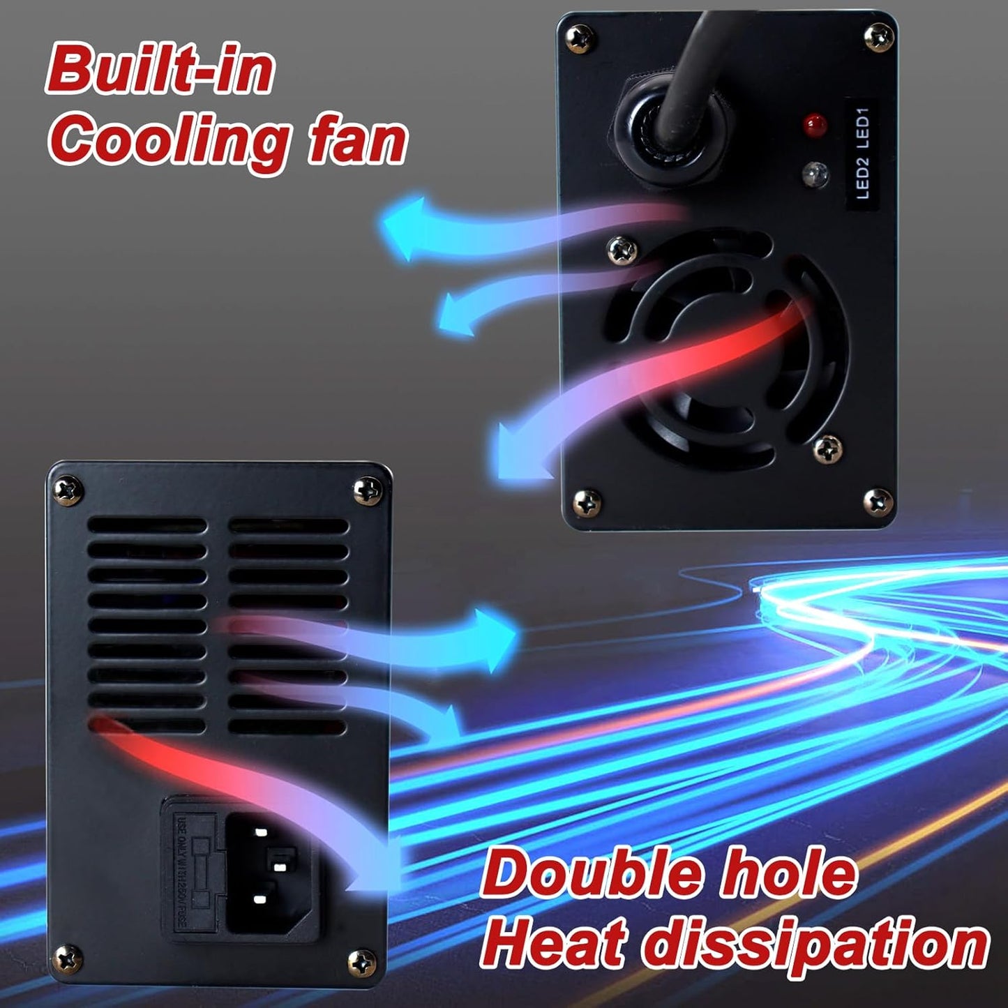 48V 10AMP Club Car Golf Cart Battery Charger for 48 Volt Golf Carts Lead-Acid Battery Smart Charger with 3-Pin Round Plug