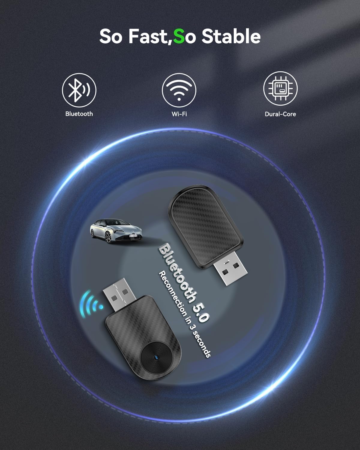 2-in-1 Apple CarPlay & Android Auto Wireless Adapter - 2025 Upgraded Mini Dongle with USB-C, Plug & Play Seamlessly Converts Factory Wired to Wireless, Fast Auto-Connect No Delay for Cars 2016+