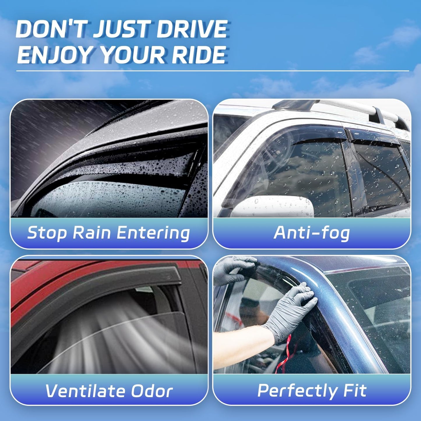 Window Visors Shield Rain Guards Fit for 2013-2020 Ford Fusion, Outside Mount Window Wind Deflectors, Smoke Tinted Vent Visors Shades 2014 2015 2016 2017 2018 2019