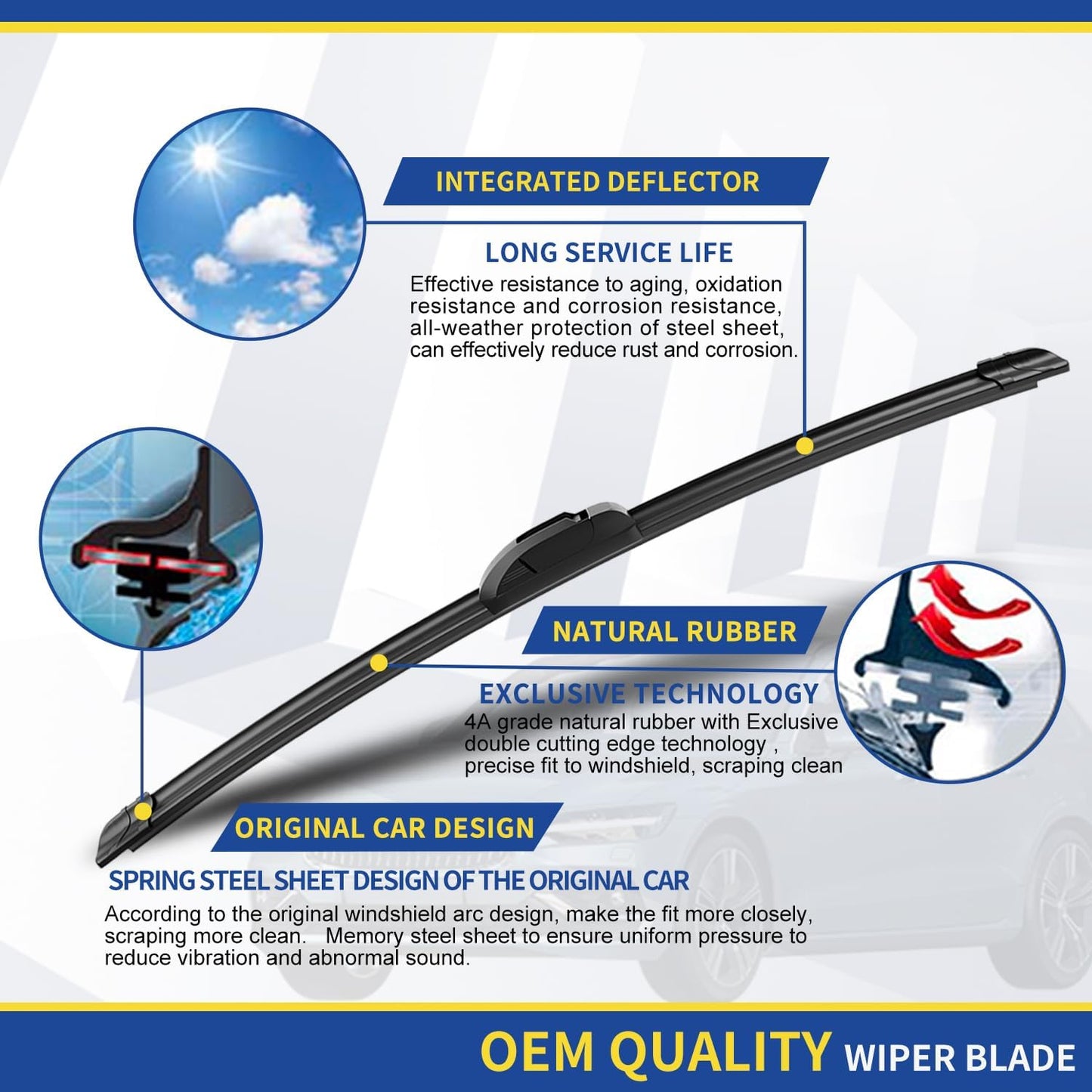 3 wipers Replacement for 2008-2013 Nissan Rogue/2014-2015 Nissan Rogue select/2007-2011 Toyota Yaris, Windshield Wiper Blades Original Equipment Replacement - 26"/14"/12" (Set of 3) U/J HOOK