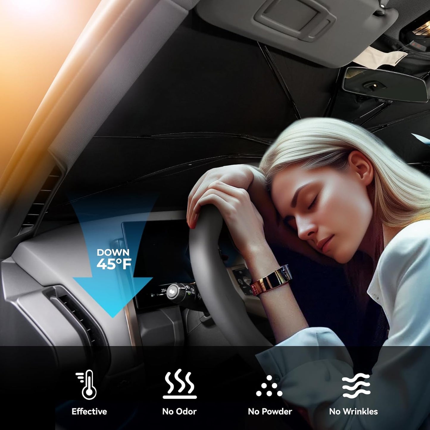 2025 Upgraded for BMW X3 Sunshade, Portable Foldable Sunshade Accessories, [Nano Ice Crystals Coating] UV Protection, Keeps Interior Cool (for BMW X3 2025)