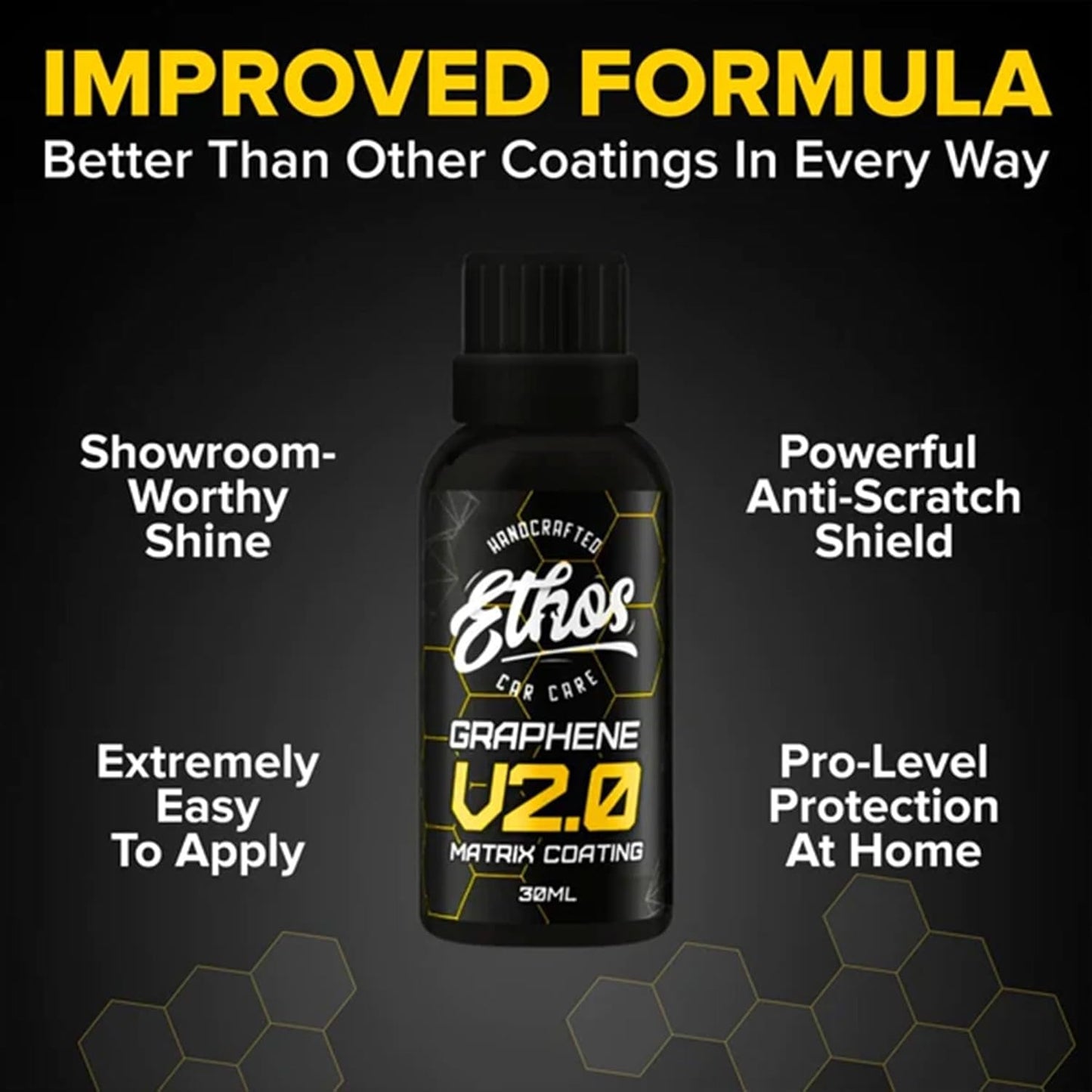 Ethos Handcrafted Car Care Graphene Matrix Coating with Applicator - Graphene Ceramic Coating | 5+ Years of Protection | Incredible Hydrophobic - Revolutionary Graphene Nanotechnology