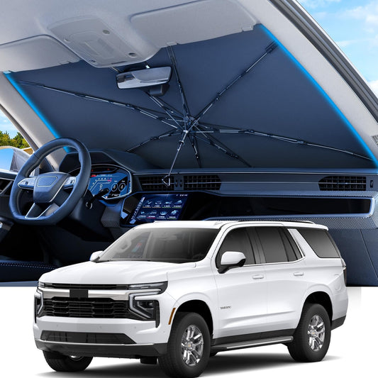REEVAA 2025 Upgraded Truck Windshield Sun Shade Umbrella [100% Sun Protection & Keep Cool] Protect Interior, 360° Flex Handle Sun Shield Sunshade, X-Large (61''x40'') for Full-Size Trcuk/MPV Car