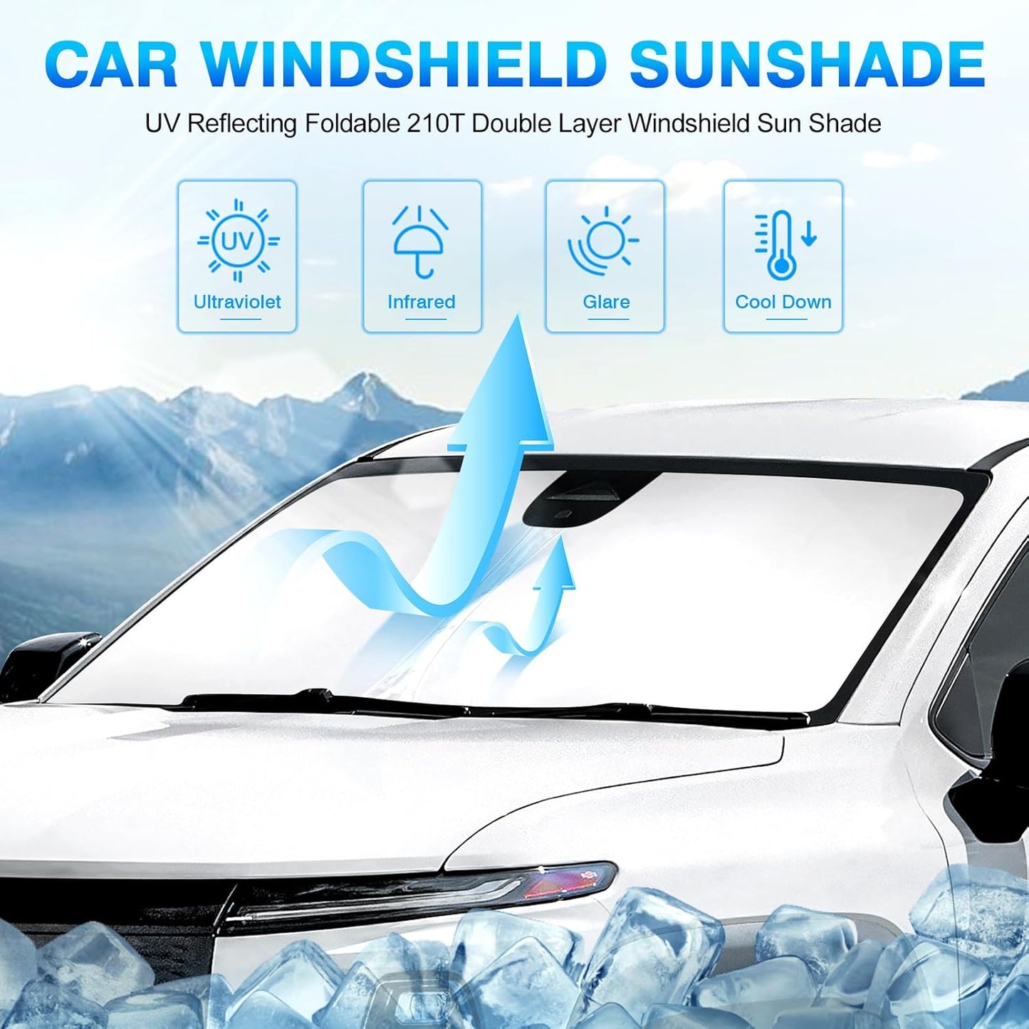 KUST Windshield Sun Shade for 2024 2025 2026 Chevrolet Silverado EV/Chevy Silverado EV/GMC Sierra EV Custom Fit Sunshade Window Sun Visor Protector Foldable Blocks UV Rays Keep Your Car Cooler