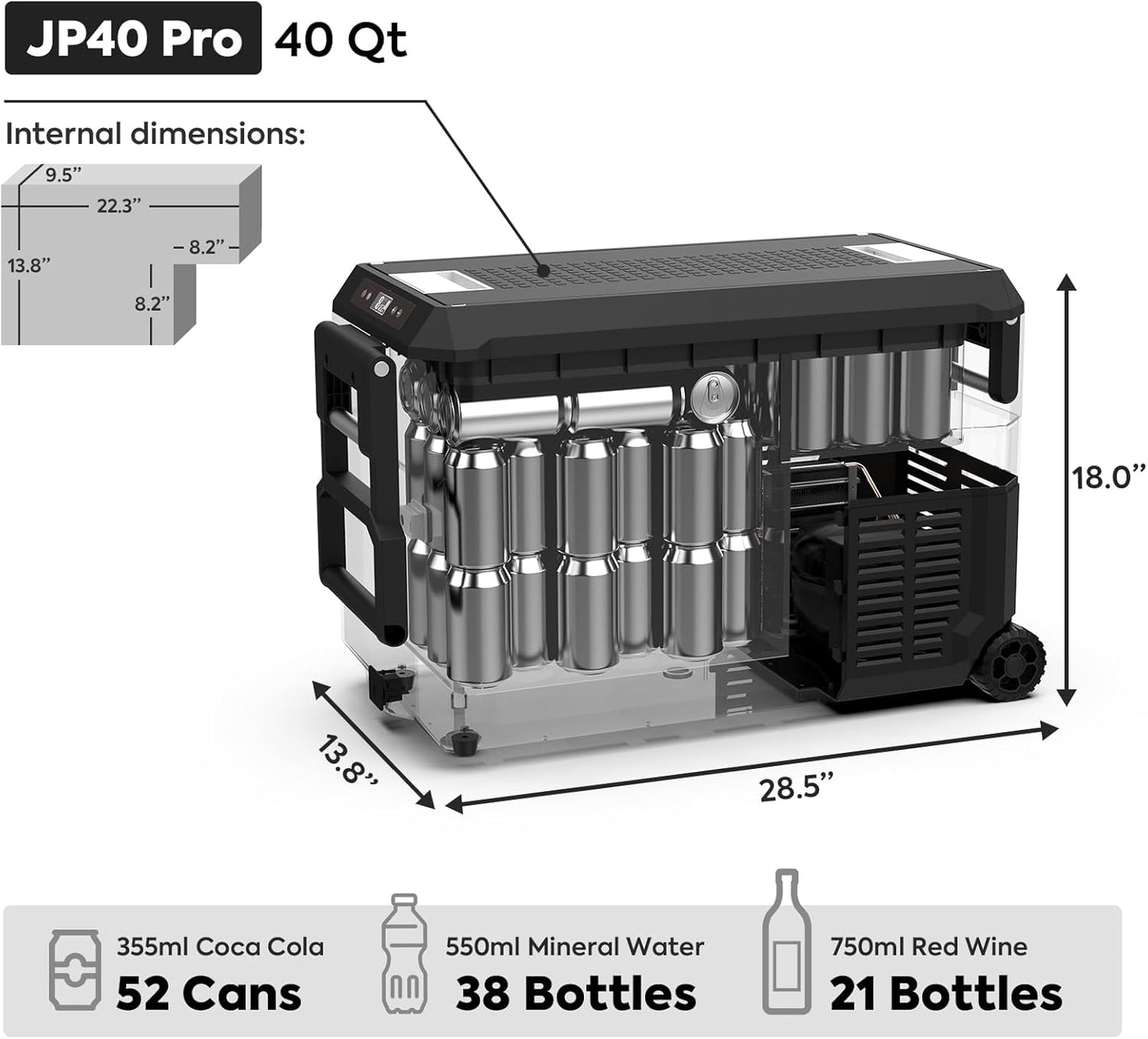 ICECO JP40 Pro 12 Volt Car Refrigerator, Portable Fridge Freezer for Camping, Car Fridge Powered by SECOP, 12V refrigerator for Car & Home, DC 12/24V, AC 110/240V, Multi-directional Lid