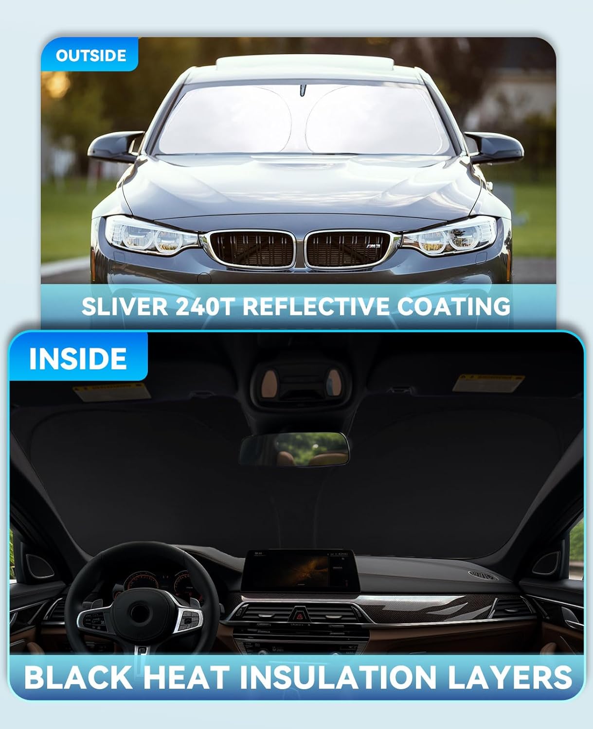 Windshield Sun Shade Car Sunshade for Mercedes Benz GLE Class 2020-2024 2025 2026 Accessories Windshield Sun Visor Cover for GLE 450 GLE 350 Foldable Front Window Shield Protector Block UV Ray