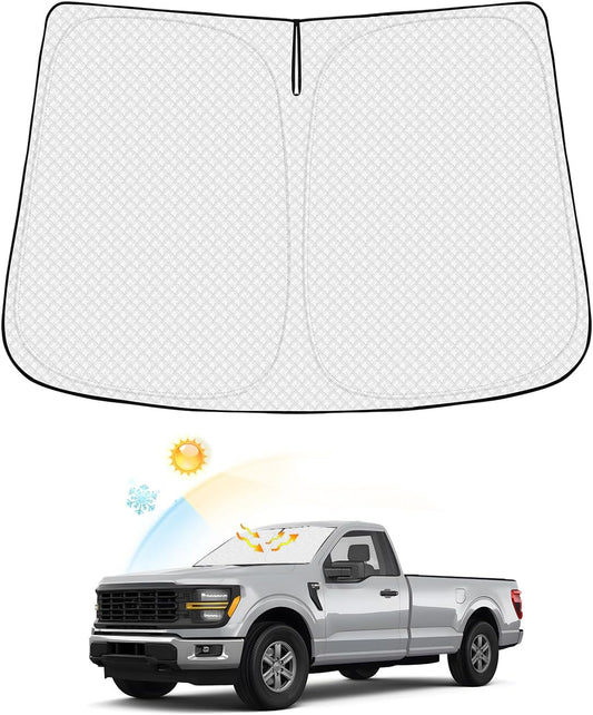 Windshield Sun Shade for Ford F-150 2021-2025 2026 F150 Accessories Thicken 6-Layer Front Window Sunshade Cover Sun Visor Protector Foldable Block UV Rays Keep Vehicle Cool