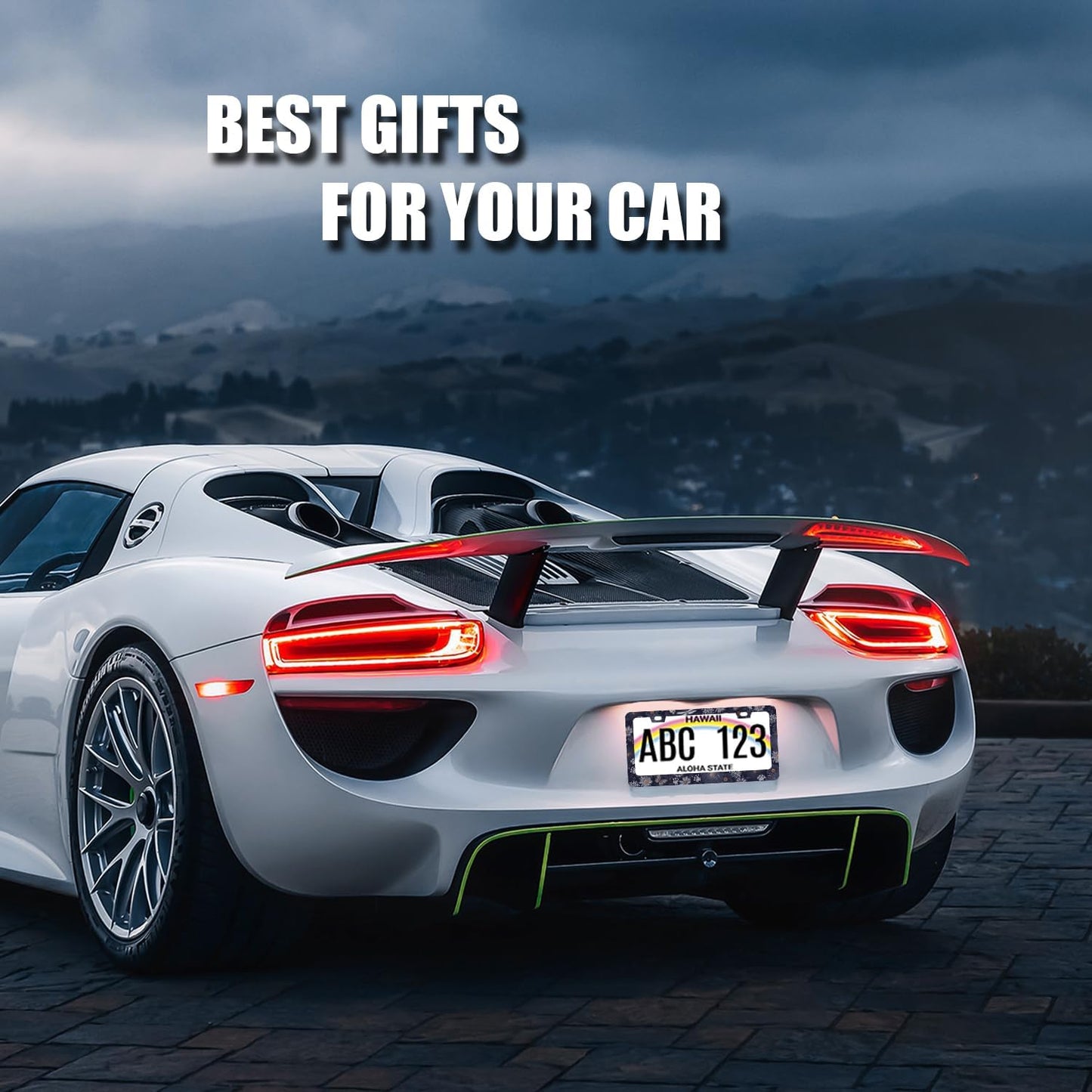 Blue Folk Art Flowers License Plate Frame Colorful Floral License Plate Holder Stainless Steel Funny Design with 2 Holes and Screws 12.3" x 6.3"