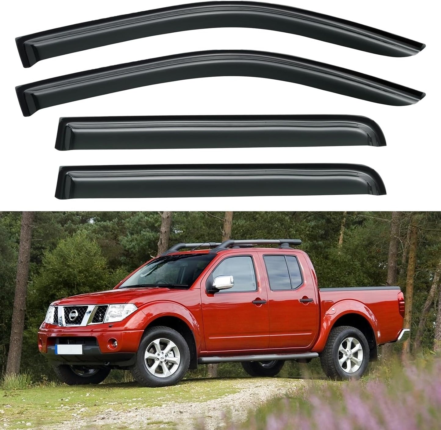 Window Visors Rain Guards Shield for 2005-2021 Nissan Frontier Crew Cab, Out-Channel Window Vent Wind Deflectors Visors Shades for 2009-2013 Suzuki Equator Crew Cab
