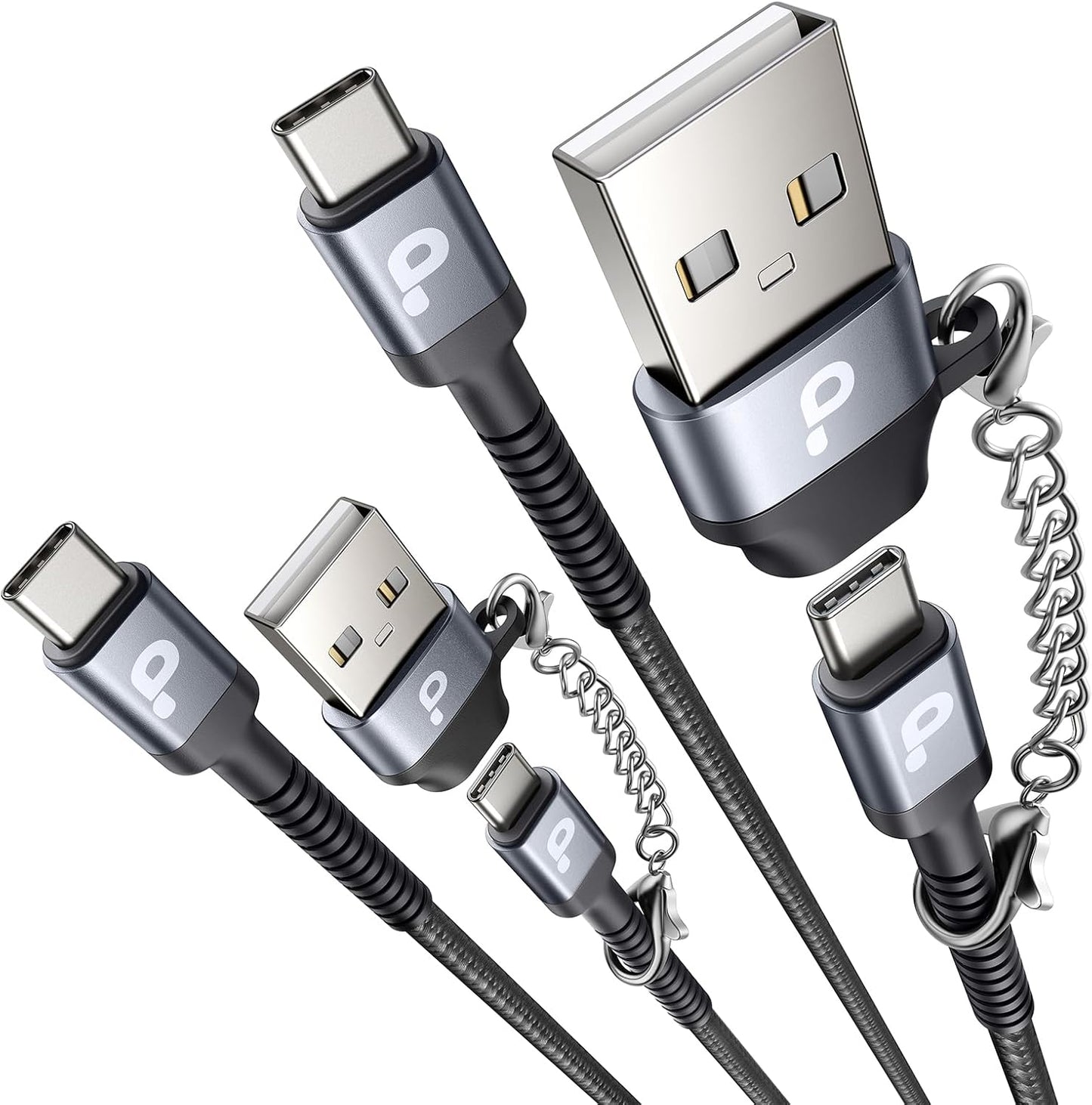 USB C Cable 10FT, 2Pack USBA to USBC Charger Cable, USBC to USB-C Cable, Type C Fast Charging Nylon Braided Cord for iPhone 16/15/Plus/Pro Max/Samsung/LG, with Type C Female to USB A Male Adapter