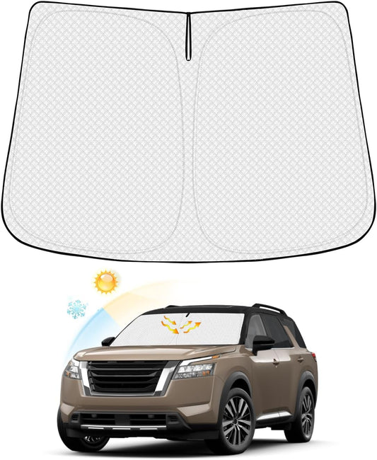 Windshield Sun Shade for 2022-2025 2026 Nissan Pathfinder Accessories Thicken 6-Layer Front Window Sunshade Cover Sun Visor Protector Foldable Block UV Rays Keep Vehicle Cool