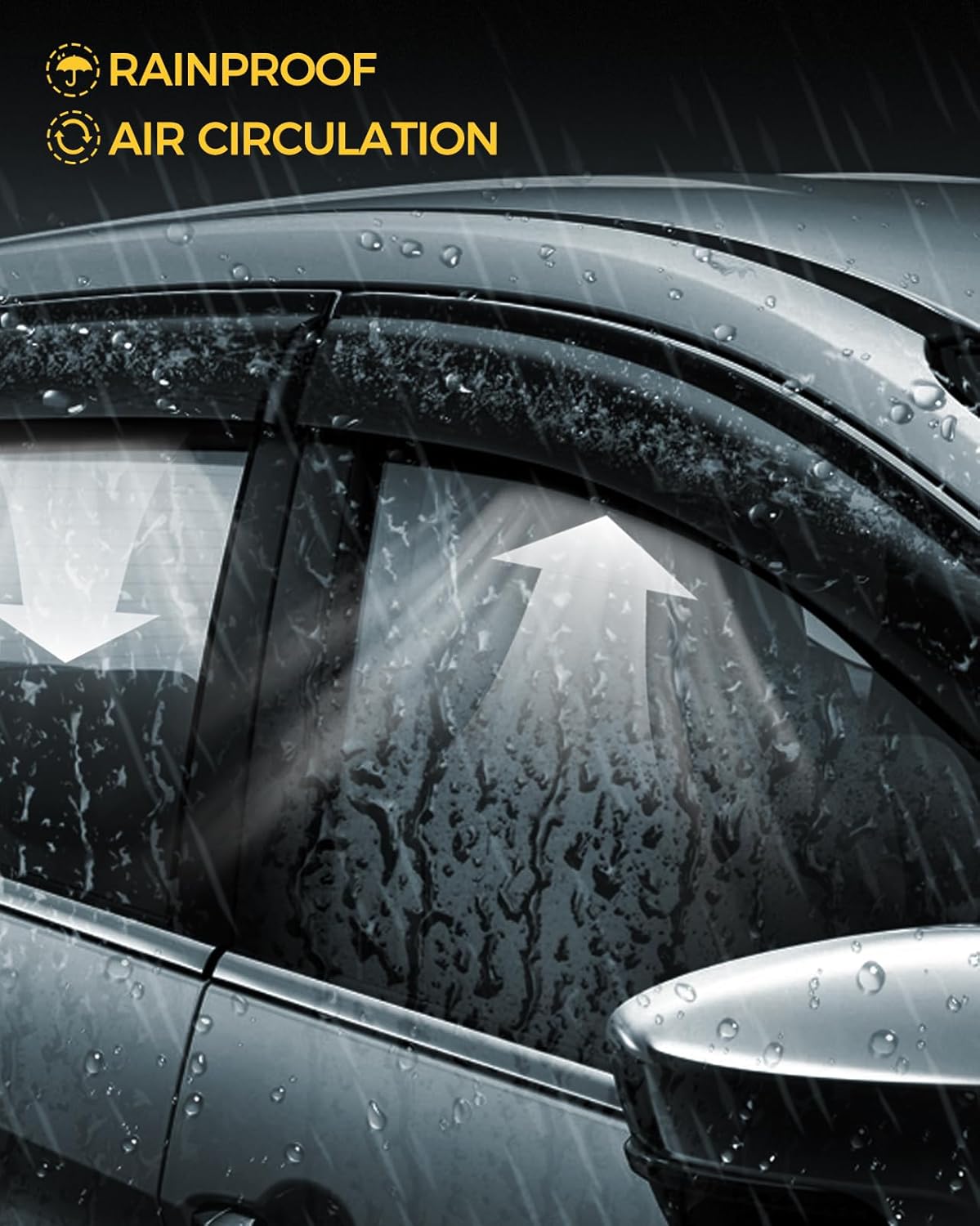 Rain Guards for Car Windows, Tape-On Window Visors Rain Guards Fit for 2016-2023 Toyota Tacoma, Window Deflectors, Vent Visors for Toyota Car Accessories, 4 Pieces