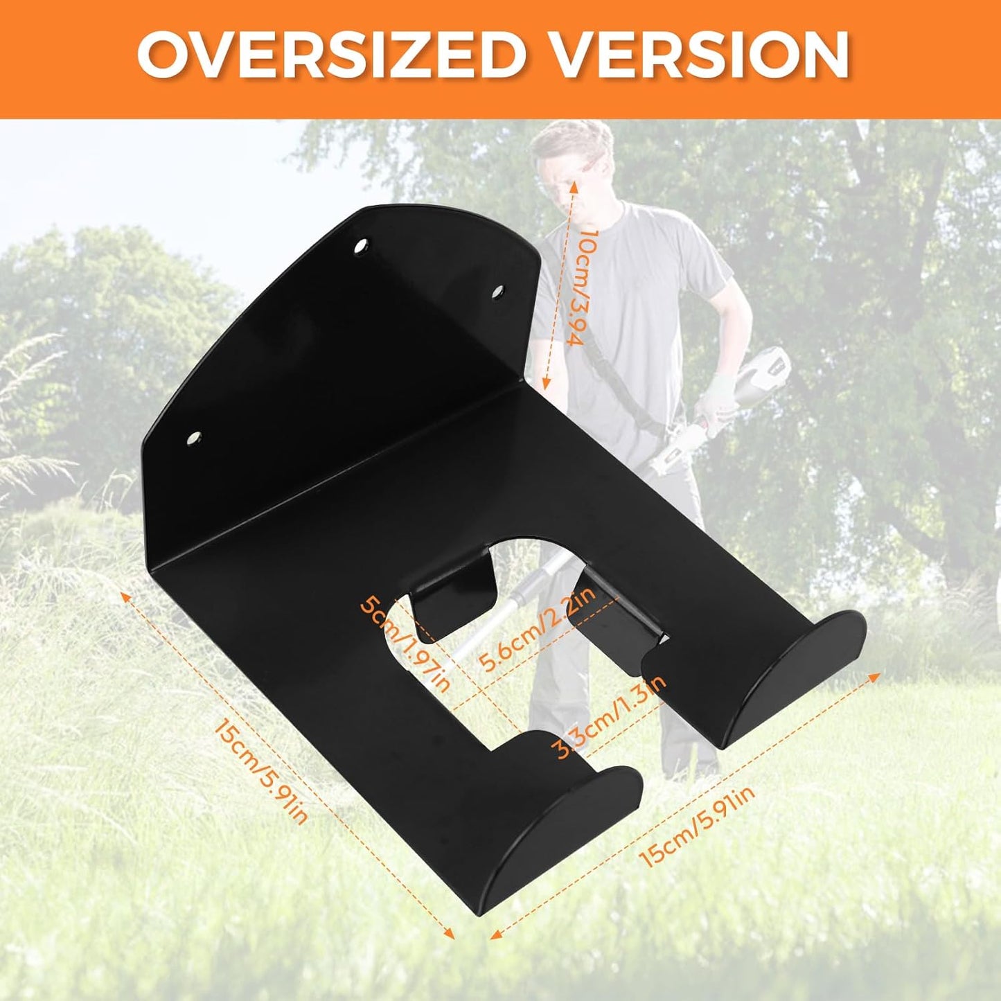 Weedeater Rack, 1 Pack Weed Eater Hanger, Weed Eater Rack for Wall, Heavy Duty Garden Tool Garage Organizer Trimmer Holder, Chainsaw Hanger Wall Mount(Orange)