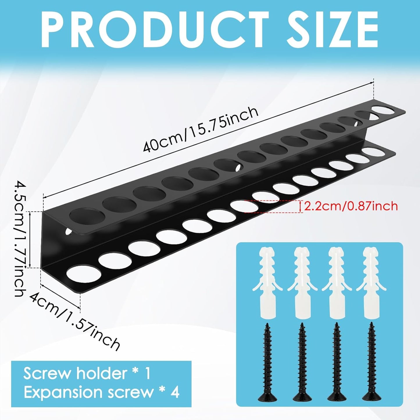 Screwdriver Organizer Wall Mount with 14 Holes, Metal Plier Holder, Utility Tool Holder Organizers and Storage Rack for Garage, Workshop,Workbench,Tool Chest Cart
