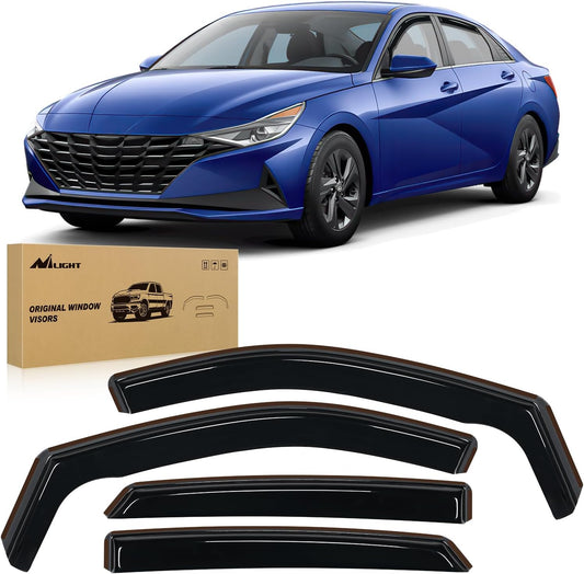 Nilight in-Channel Rain Guards for Hyundai Elantra 2021 2022 2023 2024 2025, Vent Window Visors, Original Window Deflectors-4PCS