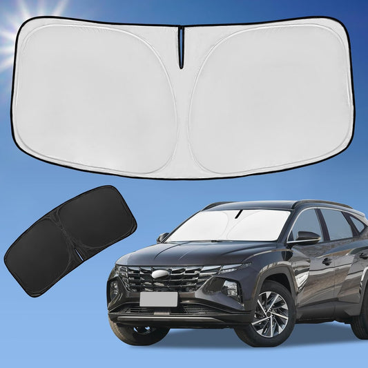 Sun Shade Sunshade for Hyundai Tucson 2022-2024 2025 2026 Windshield Cover,4-Layer Front Window Shade Custom fit Tucson Sun Visor 240T Retractable Shade Blocks UV Rays Cooler Car Accessories