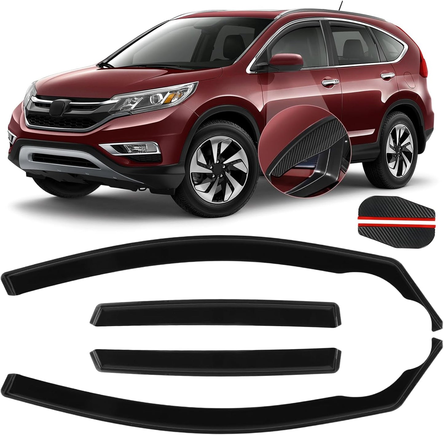 in Channel Window Visors Rain Guards Fit for 2012 2013 2014 2015 2016 Honda CRV, Durable Vent Wind Deflectors Shades Shield for 12 13 14 15 16 CR-V SUV
