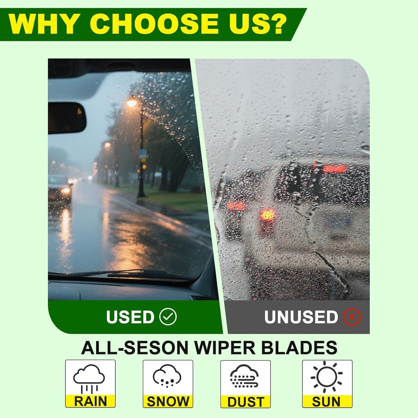 OEM Quality 18in + 18in Premium All-Season Windshield Wiper Blades for Original Equipment Replacement(Set of 2)