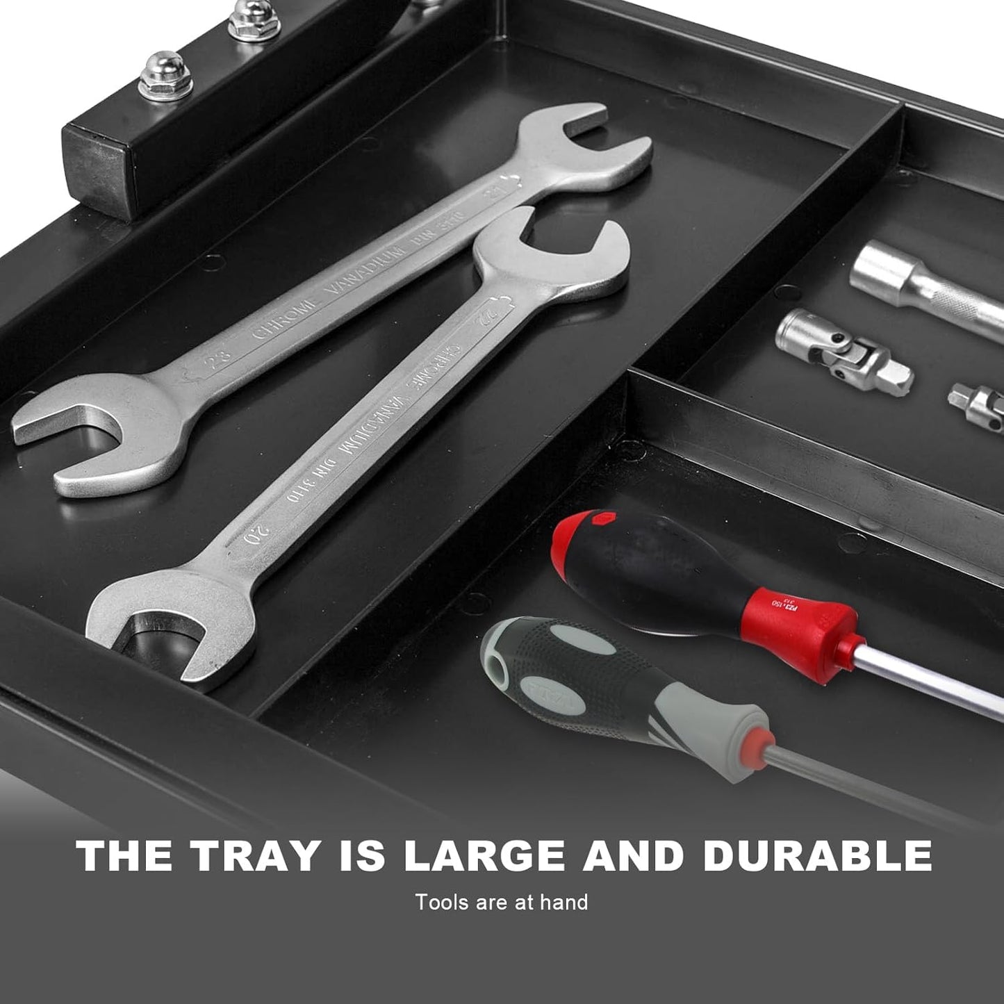 Torin ATR6300B Rolling Creeper Garage/Shop Seat: Padded Mechanic Stool with Tool Tray Storage, Black Large