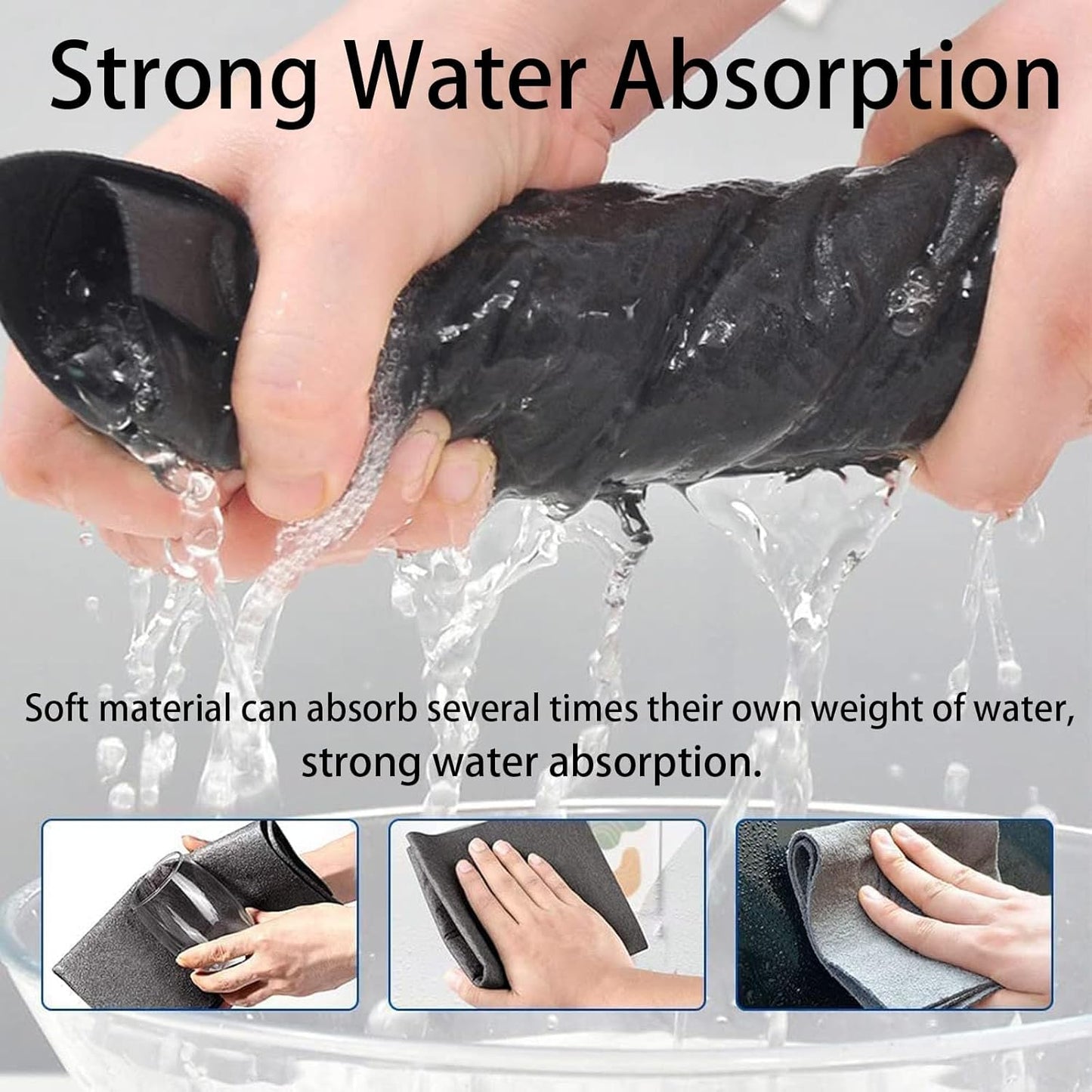 FETNHU Non-Woven - Super Absorbent 11.8" x 11.8" Lint-Free Cleaner, Reusable Thickened Magic Cleaning Cloth, Multipurpose Magic Cloths for Cleaning Glass, Cars, Kitchen, Window, Mirrors (30PCS-Gray)