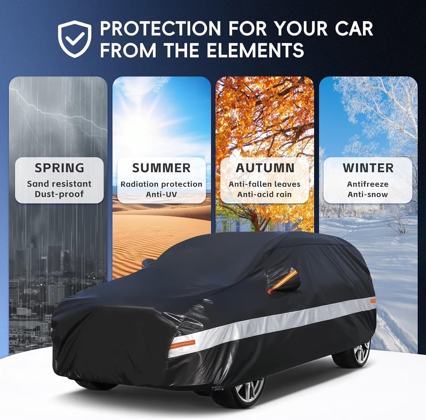 10 Layers SUV Car Cover Custom Fit for Cadillac Lyriq (2022-2025), Waterproof All Weather for Automobiles, Outdoor Full Cover Sun Dust Rain Protection with Cotton. Black