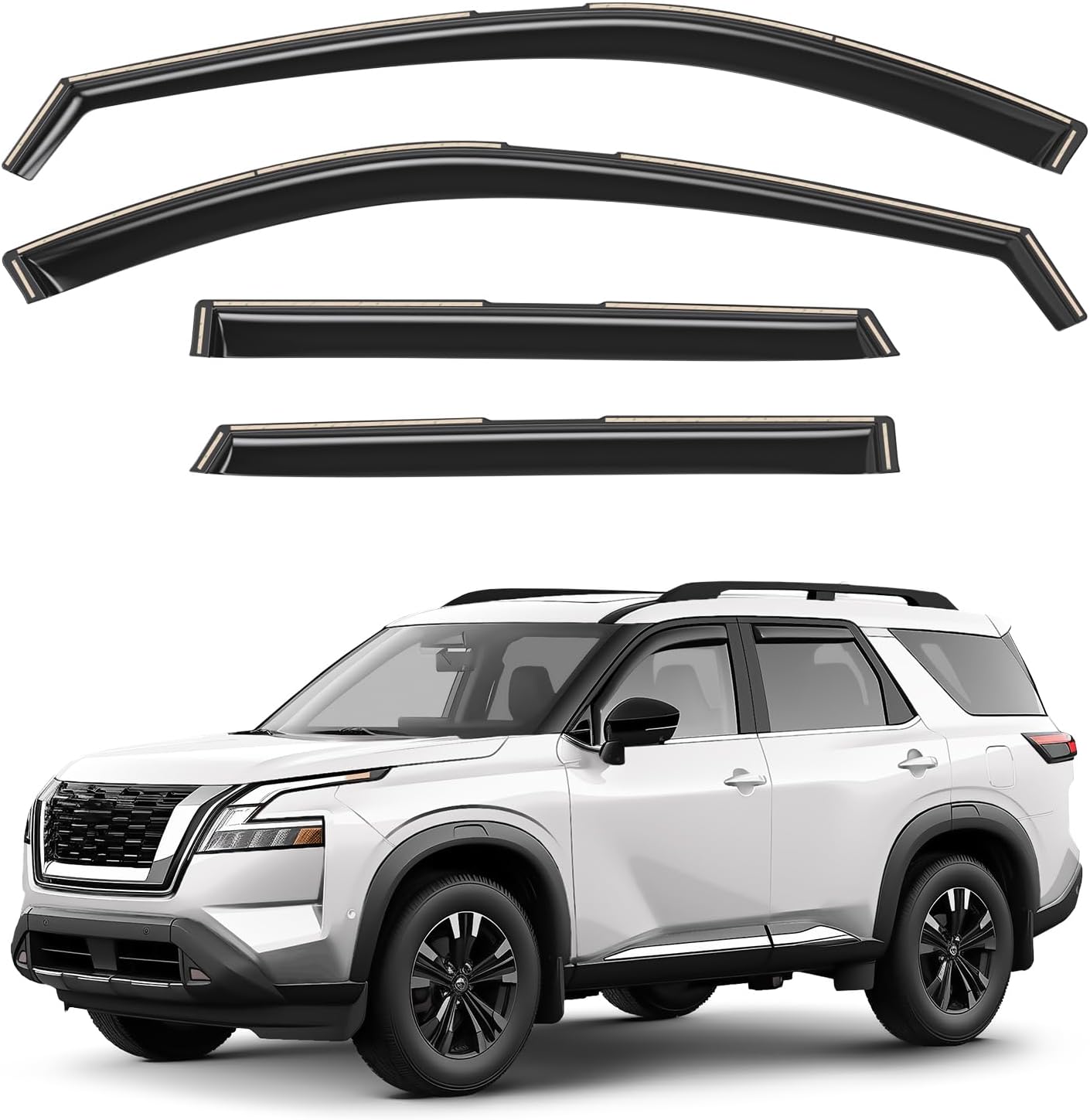 Window Deflectors Smoke Tinted in-Channel Side Window Vent Visor Deflectors Rain Guards Compatible with Nissan Pathfinder 2022-2025 - 4pcs. GW0848