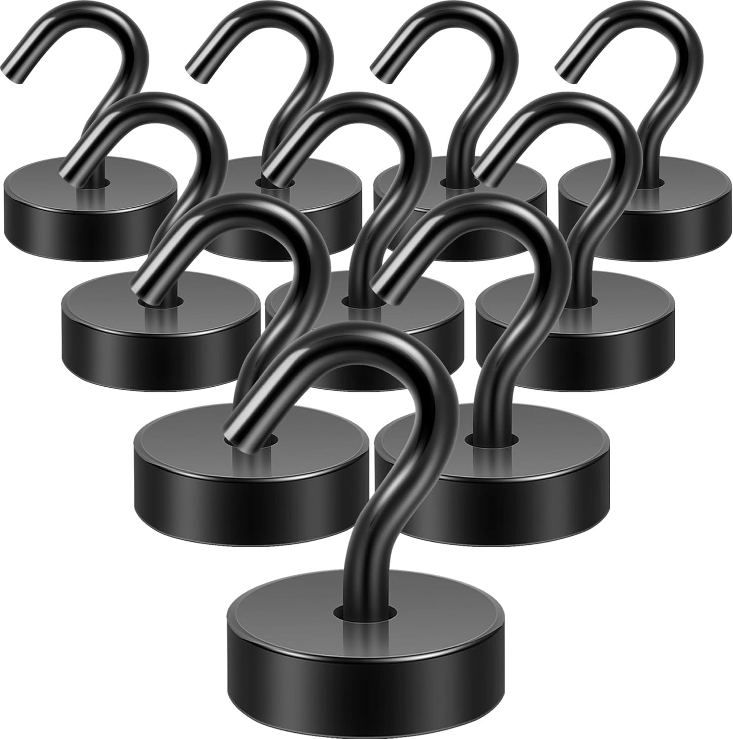 Neosmuk Magnetic Hooks, Cruise Ship Essentials, 40lb+ Heavy Duty Magnetic Hooks for Cruise Cabins, Refrigerator, Grill, Hanging, and Travel | Extra Strong Must-Haves Magnet Hook,Black,Pack of 10