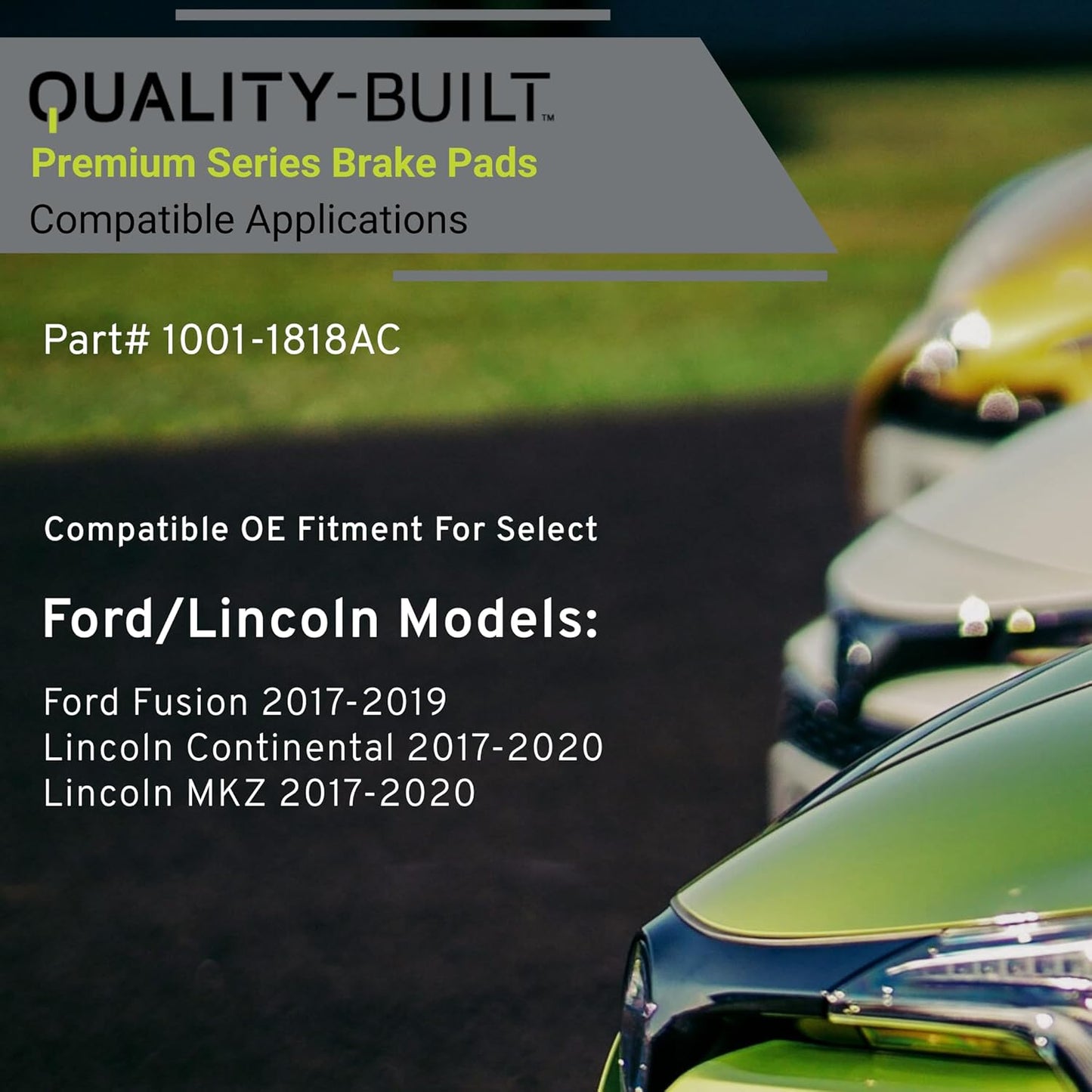 Premium Ceramic Front Brake Pads (1001-1818AC) Compatible with Ford Fusion 2017-2019, Lincoln Continental 2017-2020, Lincoln MKZ 2017-2020