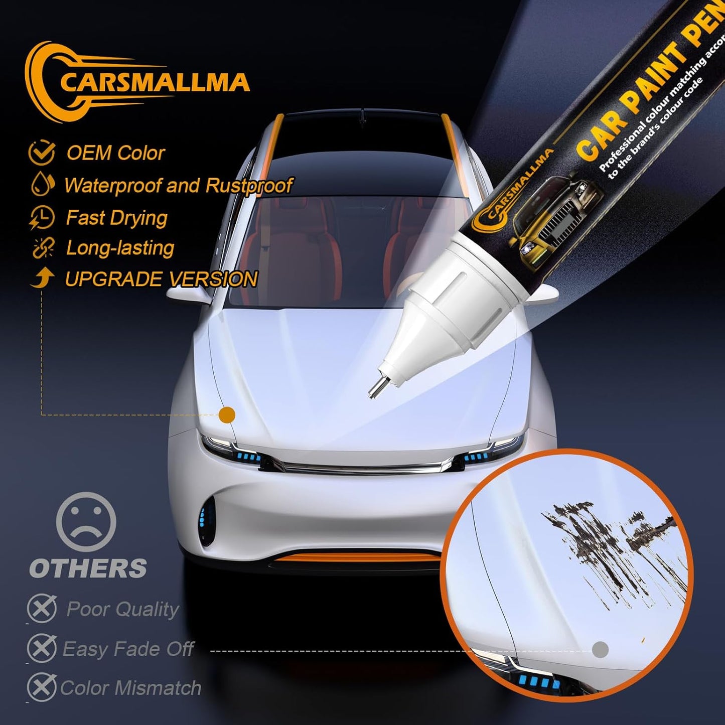 LS9R/2Y Glacier White Metallic Car Touch Up Paint for Audi, Color Accurate Car Paint Scratch Repair Pen Kit Quick & Easy Fix Vehicle Chips and Automotive Nicks Scuff