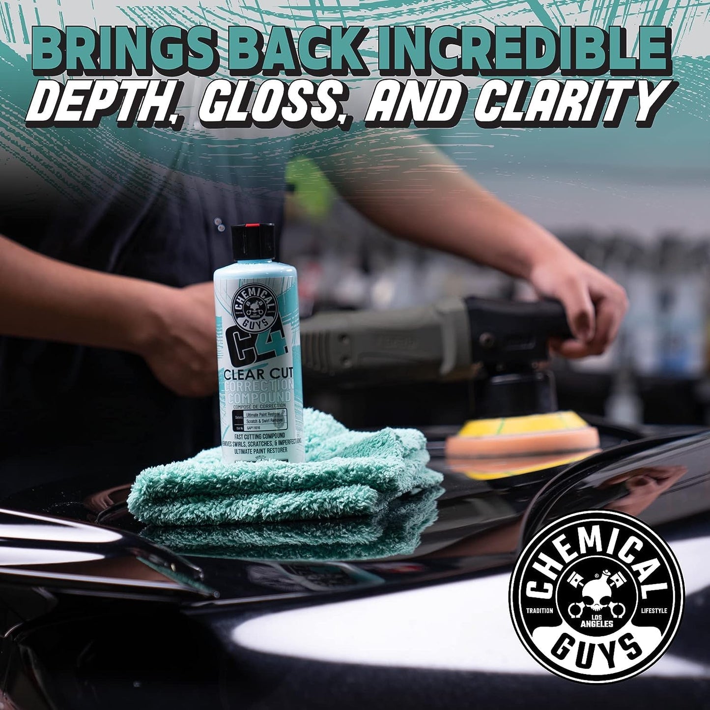 Chemical Guys C4 & P4 Clear Cut Correction Compound and Precision Paint Perfection Polish Combo, Paint Correction - Fixes Scratches, Swirls, Towel Marks, Etching, & More (2-16 fl oz)