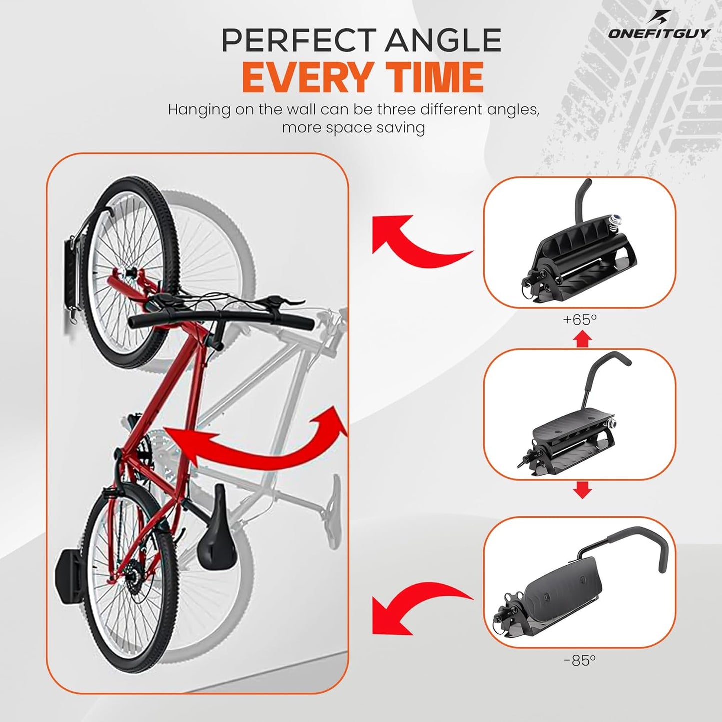 Swivel Bike Wall Mount, Bike Rack Garage, 150° Rotating & Space Saving Vertical Bike Hangers for Storage, Sturdy Bike Stand Holds Up to 66lbs, Easy to Install, 2 Pack