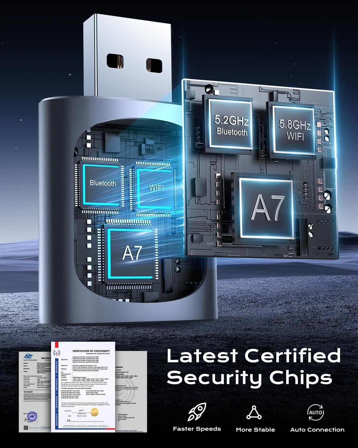 AuroraLink Wireless Carplay & Android Auto Adapter 2-in-1 Stable & No Delay Carplay Wireless Adapter Convert Wired to Wireless Car Play Dongle for iOS 10+/Android 11+ (Grey)