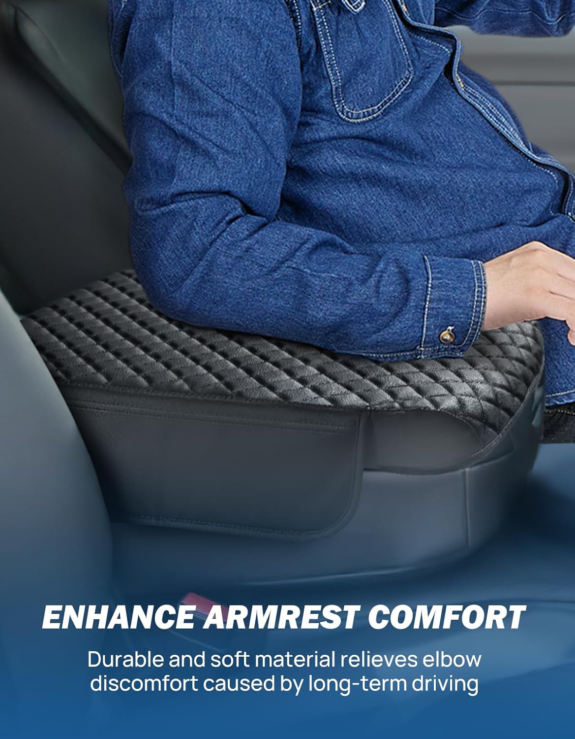 JOYTUTUS Center Console Cover Compatible with 2002-2012 Ram 1500 2500 3500 Jump Seat Console, Leather Arm Rest Armrest Cover for Car, Middle Console Cover Car Arm Rest Cover Replacement, with 2 Pocket