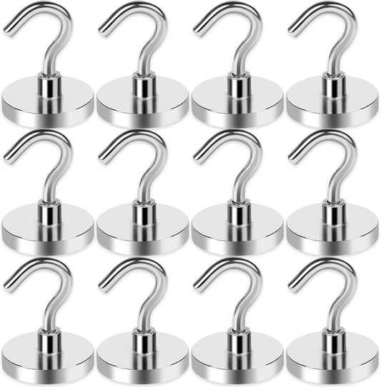 LOVIMAG Magnetic Hooks for Cruise Cabins, 80LBS Magnet Hooks Heavy Duty for Home Accessories, Classroom Must Haves, Magnetic Hook for Metal Door, Magnets with Hook for Hanging-12 Pcs