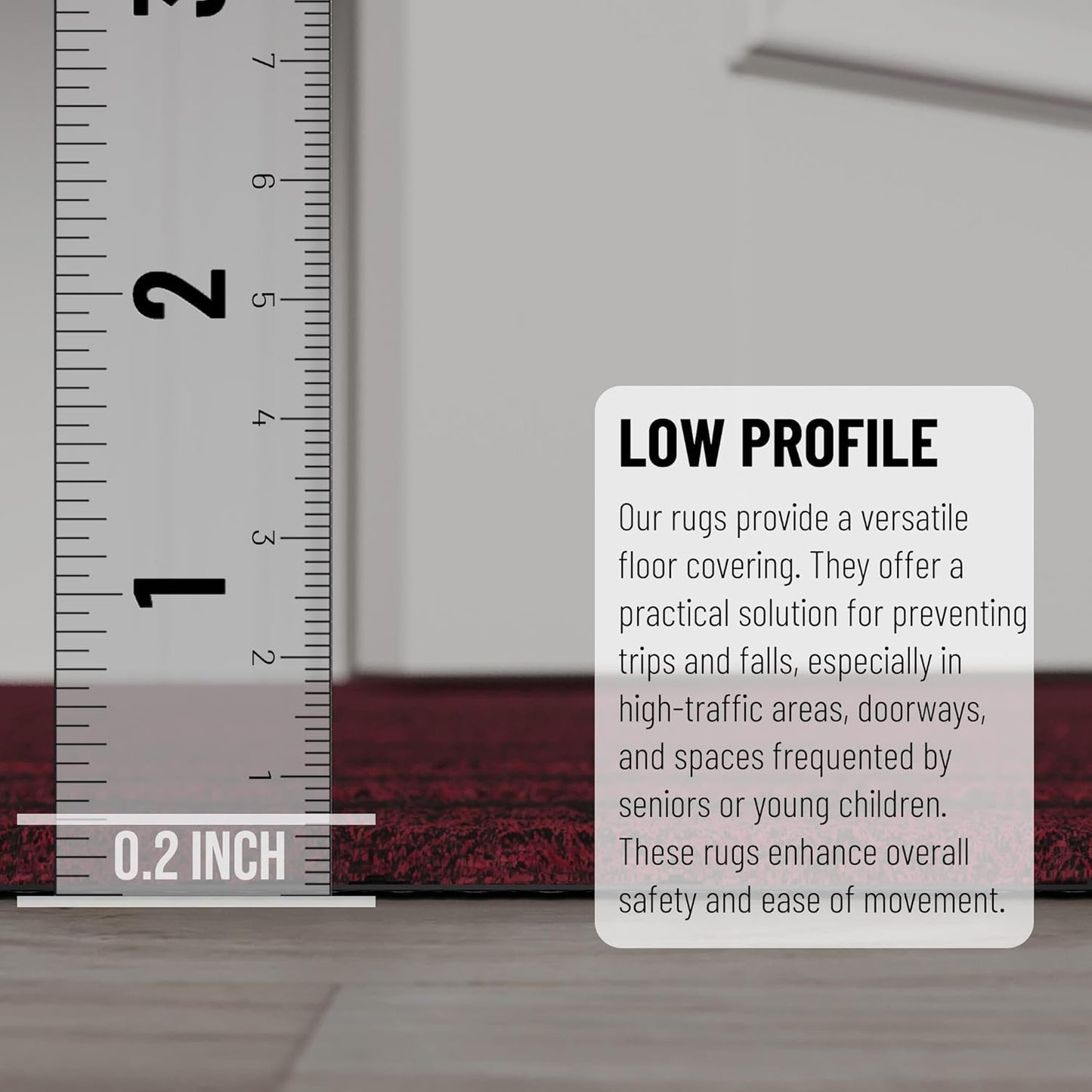 Ottomanson 2' x 10' Hallway Runner with Scraper Pile - Extra Durable Non-Slip Rug Mat for Indoor & Outdoor Use - Ideal for Kitchen, Entryway, Patio & Garage - High-Traffic Carpet, Red