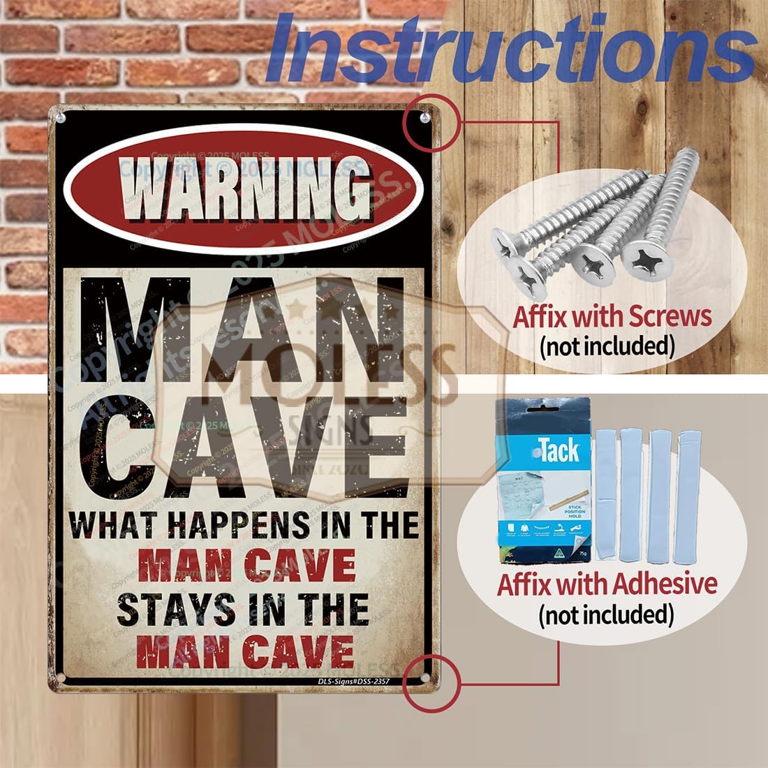 'What Happens Here, Stays Here!' Funny Man Cave Decor for Men | 12x8″ Durable Vintage Metal Man Cave Signs Wall Decorations for Basement/Garage/Mancave, 2357