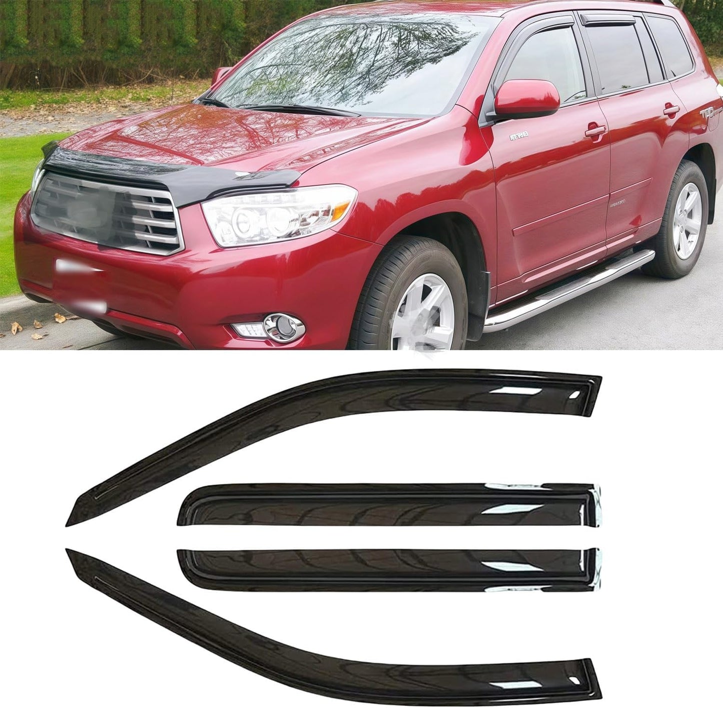 Rainproof Side Window Wind Deflectors for 2011-2017 Jeep Compass (Old Body Style), Tape-on Sun Rain Guard Sets,Nice Looking Window Visors for Cars,Vent Deflector for 11-17 Jeep Compass 94540