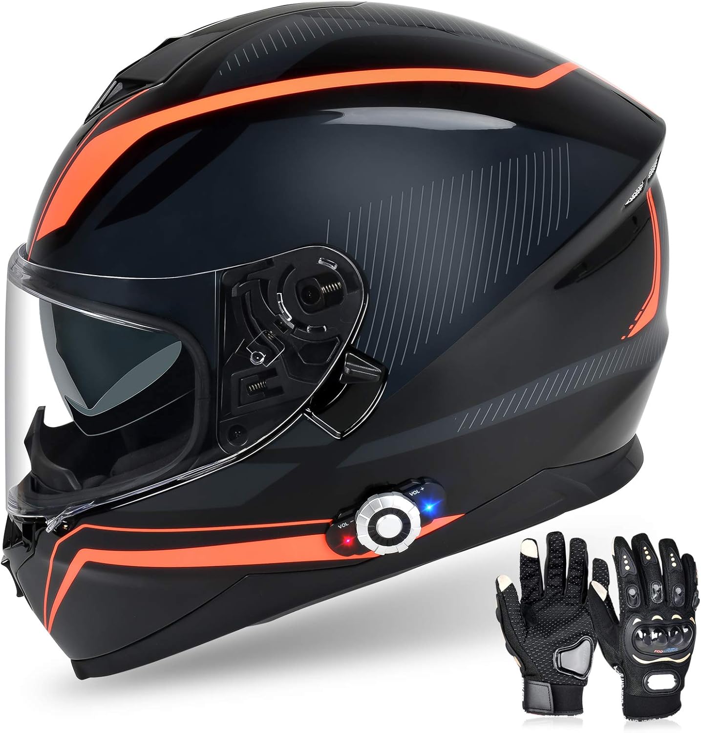 Bluetooth Motorcycle Helmet FreedConn BM12 DOT Full Face Bluetooth Helmets Motorcycle Dual Visor Helmet with Integrated Intercom System/ 2~3 Riders Pair/ 500M/ FM/ MP3/ Voice Dial (Multi-Color, XXL)