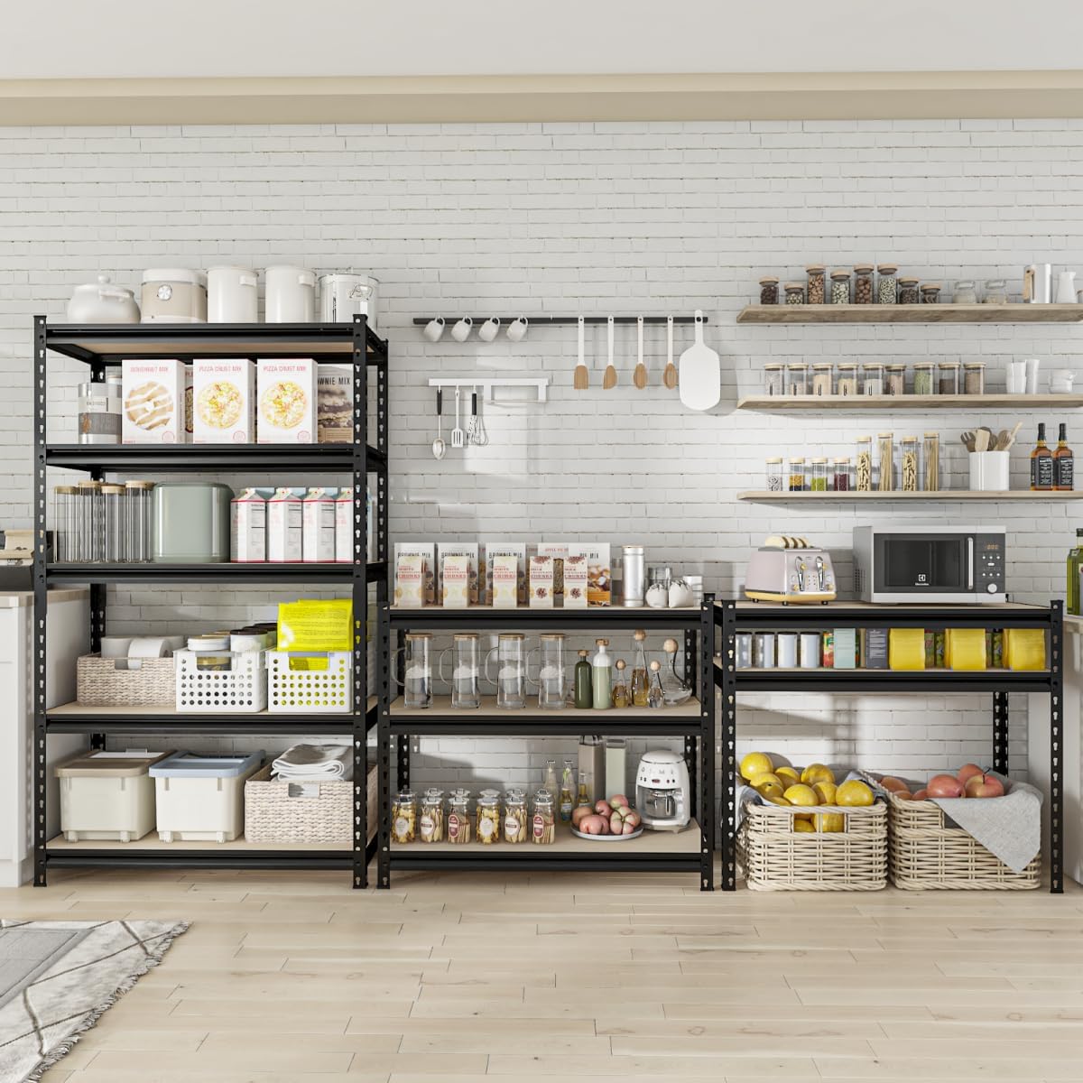 5-Tier Adjustable Metal Storage Shelves Heavy Duty Garage Shelving, 60" H x 28" W x 12" D Shelving Unit Rack for Kitchen, Classroom, Dormitory, Basement & Warehouse