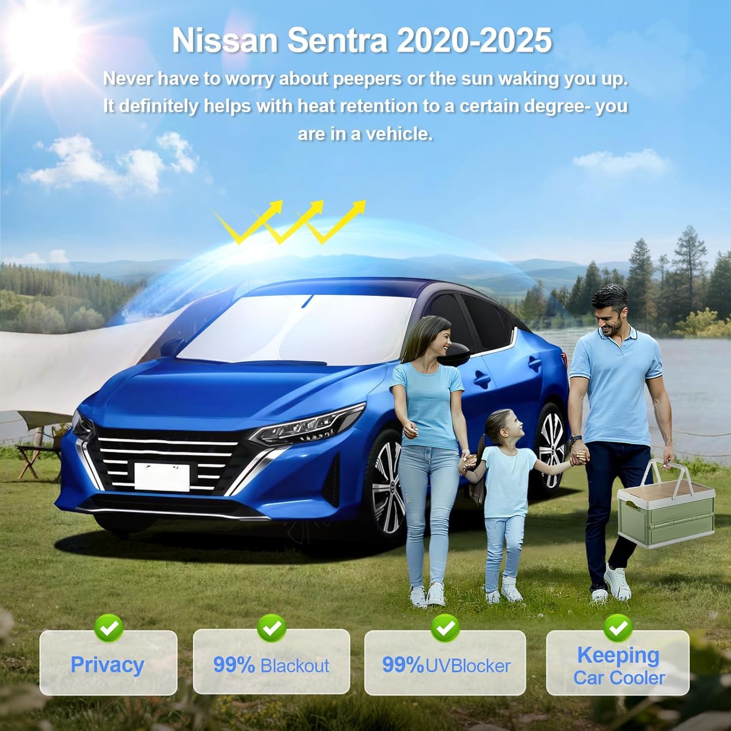 6pcs Car Window Shades for Nissan Sentra 2020-2025 Accessories,Windshield Side Rear Full Sunshade,Sun Visor UV Blocking, Privacy Protection and Blackout for Camping Outdoor