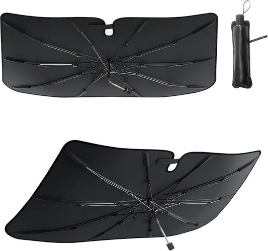 Windshield Sun Shade Umbrella, Portable Foldable, Spring Structure Wind Shield, Front Window Sunshade, Protect from Sun Rays Car Windshield, Universal for Any Car (57'' x 31.5'')