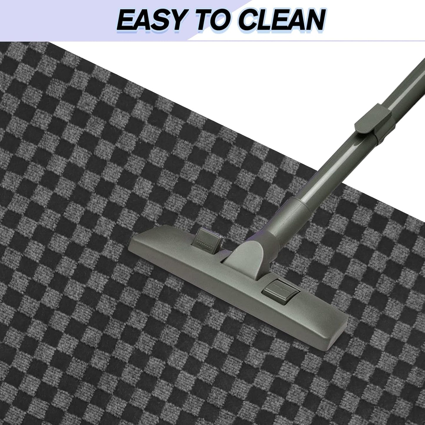 Custom Size Backed Non-Slip Area Rugs Runner, Easy Clean, Waterproof Runner Rugs for Hallway Entryway, Kitchen, Laundry, 3FT x 6FT, Gray Checkered