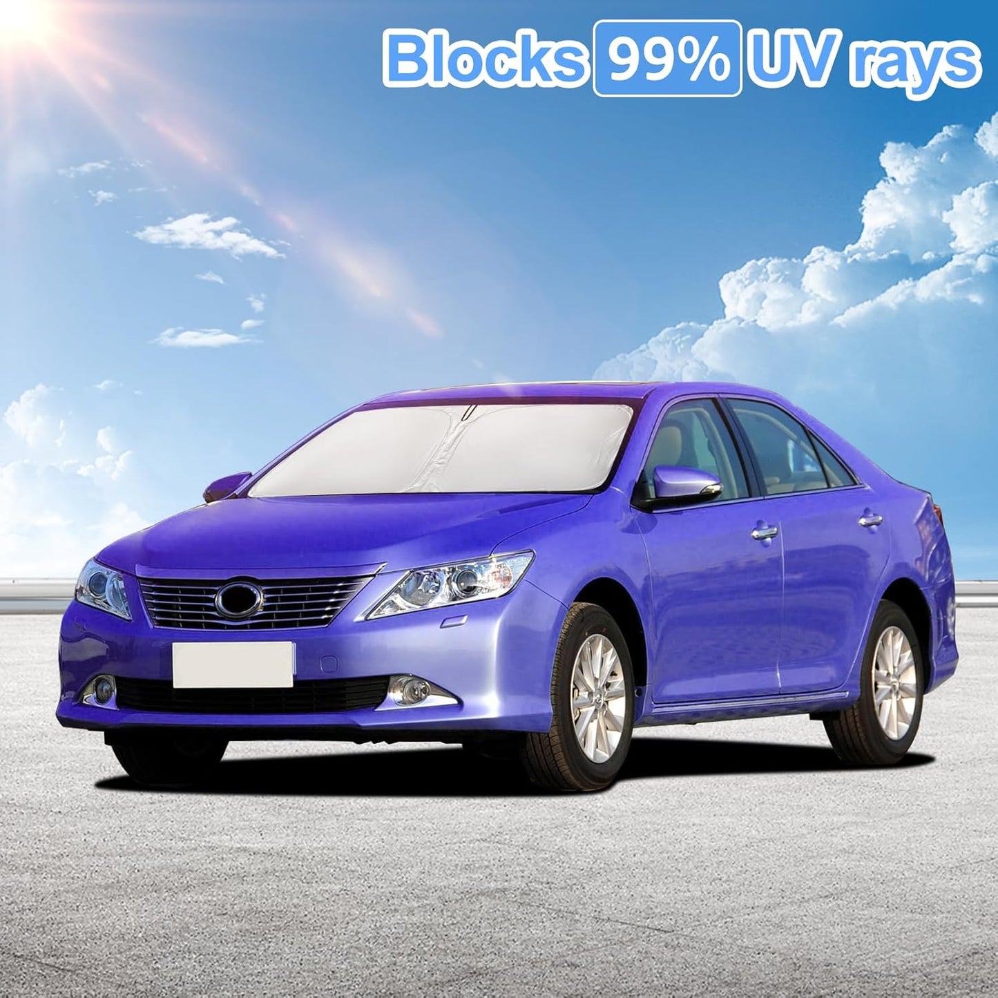 for Toyota Camry Sun Shade Sunshade Windshield Cover - 4 Layers Front Window Shade for Camry 2012-2017 Custom Fit Sun Visor - 240T Retractable Shade Blocks UV Rays Car Accessories